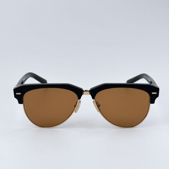 Miu Miu MU09ZS 1AB2Z1 RUNWAY BRAND NEW Sunglasses Black Brown Browline Unisex - Picture 1 of 12